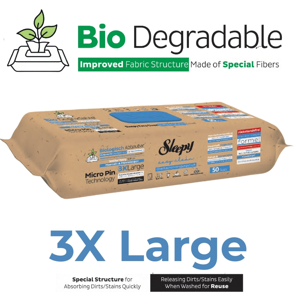 Biodegradable Surface Cleaning Wipes | Sea Salt & Seaweed Additive | 3x50 Sheets |