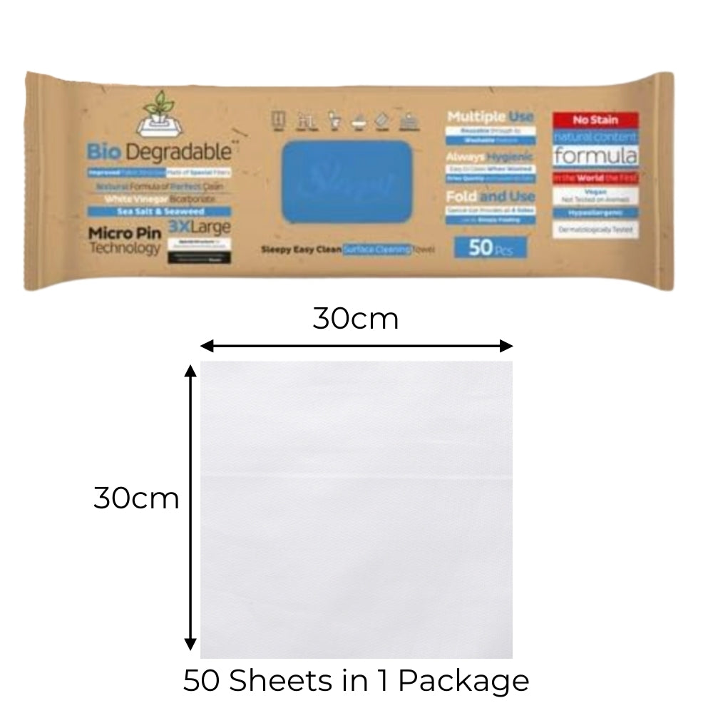 Biodegradable Surface Cleaning Wipes | Sea Salt & Seaweed Additive | 3x50 Sheets |