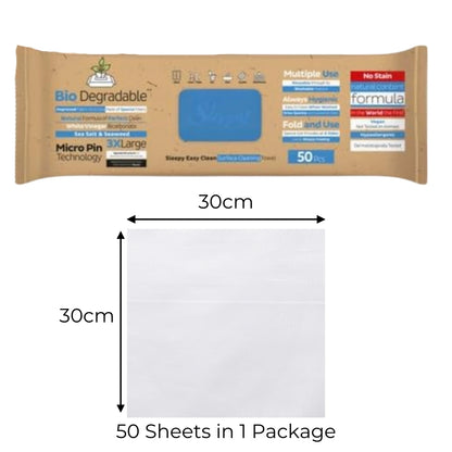 Biodegradable Surface Cleaning Wipes | Sea Salt & Seaweed Additive | 3x50 Sheets |
