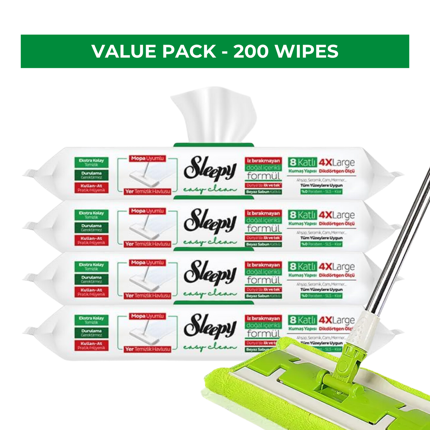 Mop Compatible Cleaning White Soap 4X50 Pack
