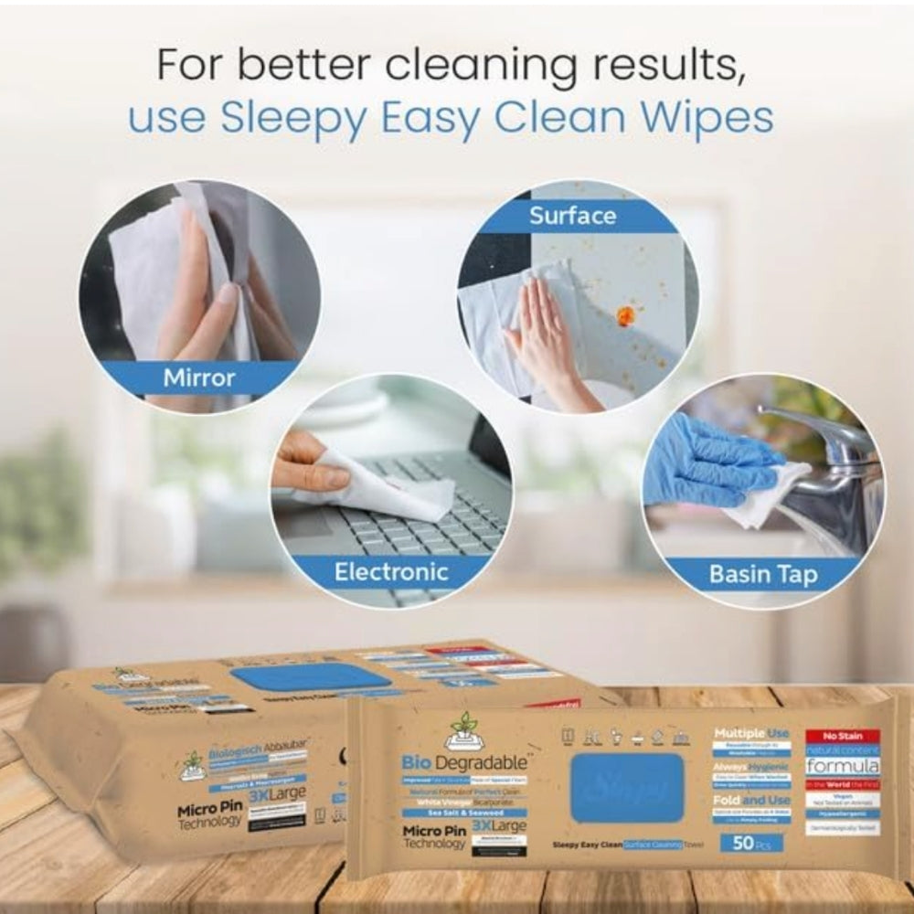 Biodegradable Surface Cleaning Wipes | Sea Salt & Seaweed Additive | 3x50 Sheets |