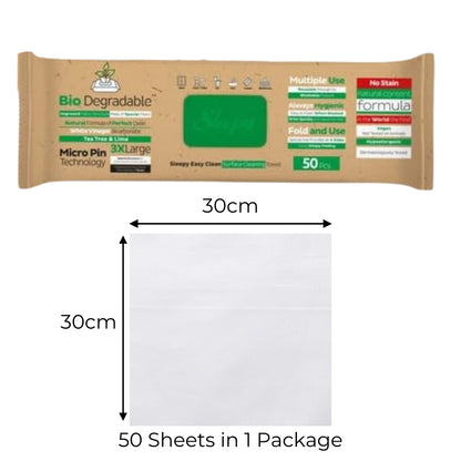 Biodegradable Surface Cleaning Wipes | Tea Tree & Lime Additive | 3x50 Sheets