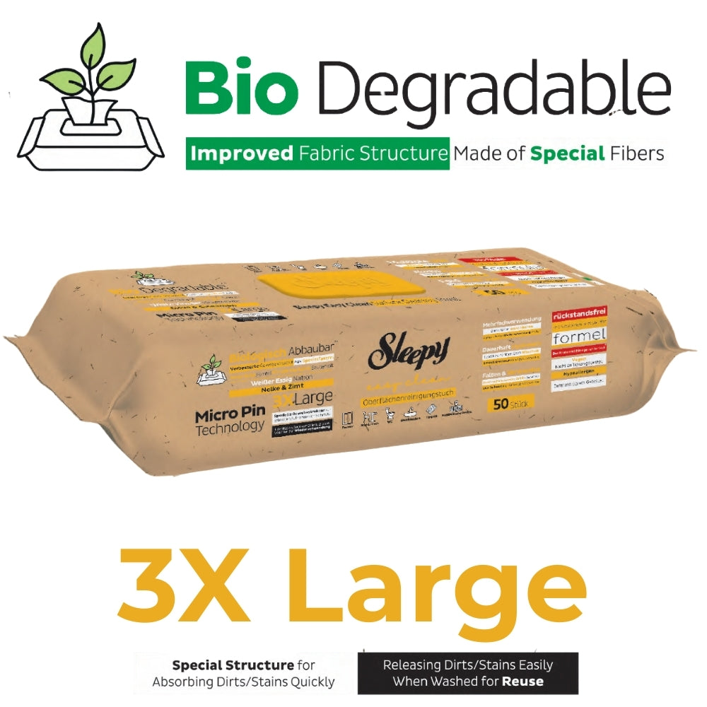 Biodegradable Surface Cleaning Wipes | Clove & Cinnamon | 3x50 Sheets